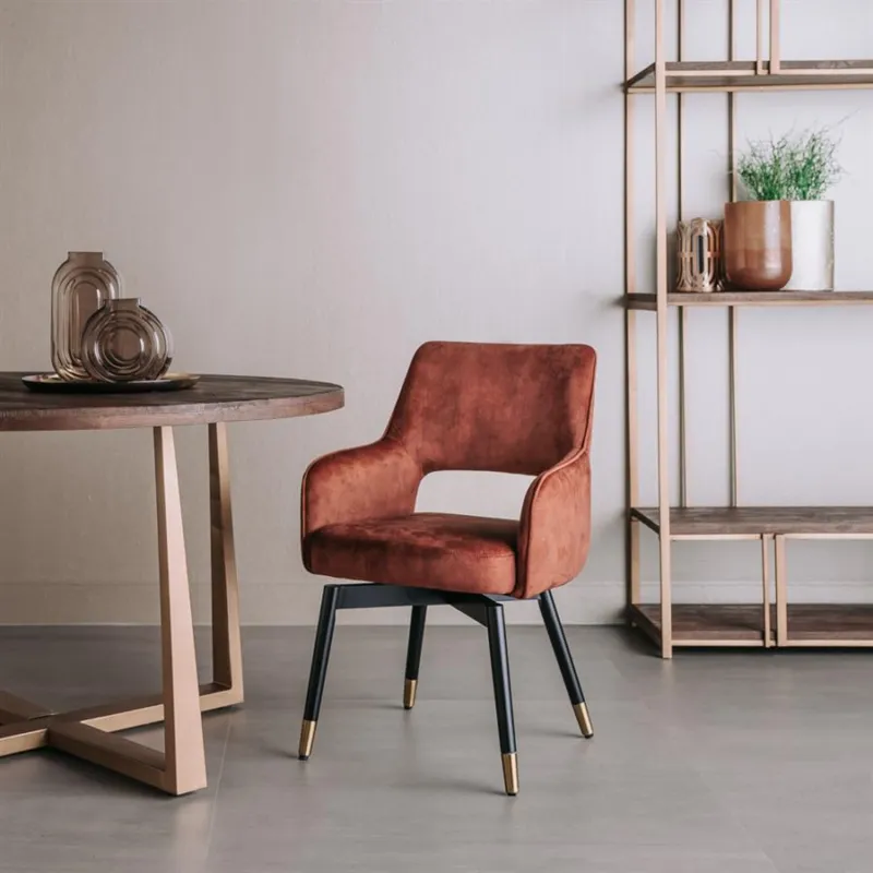 Lenno Armstoel - fabric Adore 24 Copper (draaibaar) Veilige Betaling